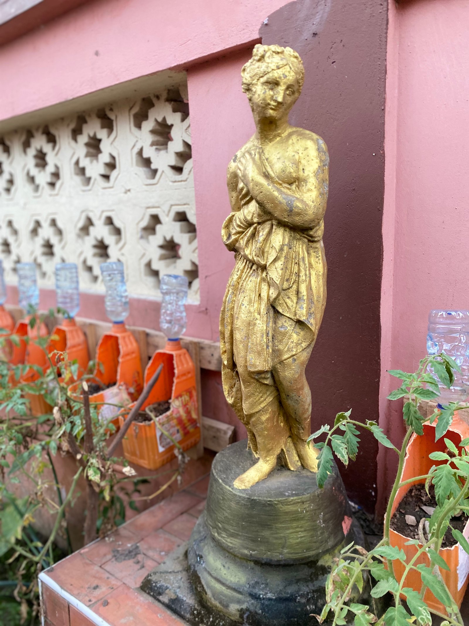Golden statue in the resort gardens
